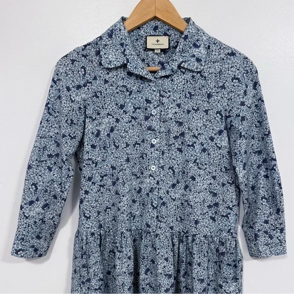 Tuckernuck Hayes Button Front Shirt Dress Blue Hydrangeas XXS